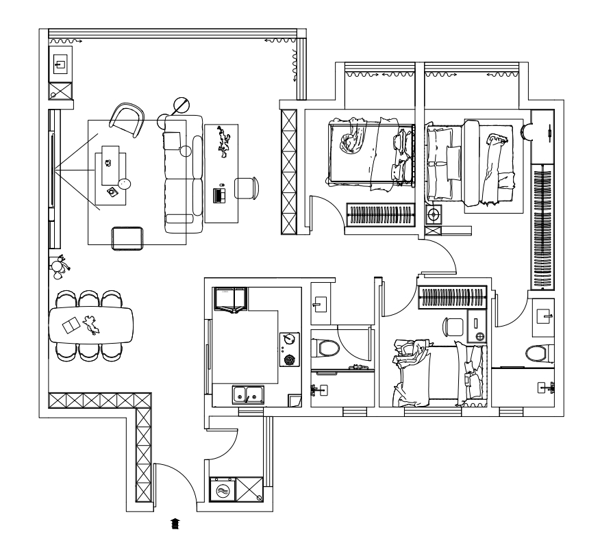 户型图 万科城森岛 141㎡ 意式轻奢